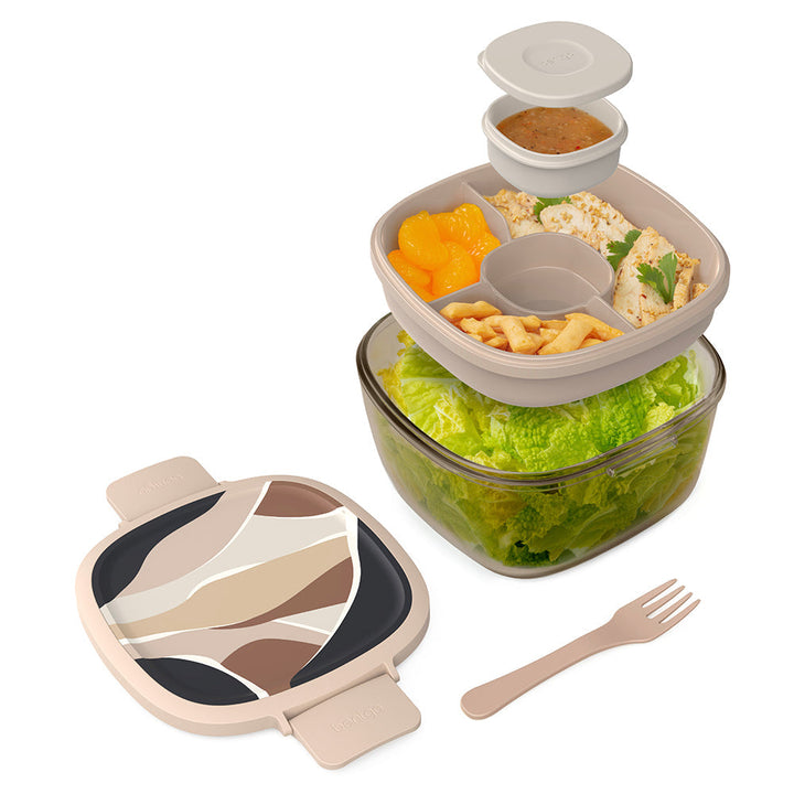 Bentgo Glass Prints All-in-One Salad Container N4